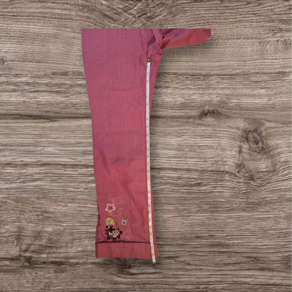 Kohls Lizzie McGuire Size 14 Haringbone‎ Pink Pants With Embroidered Pocket